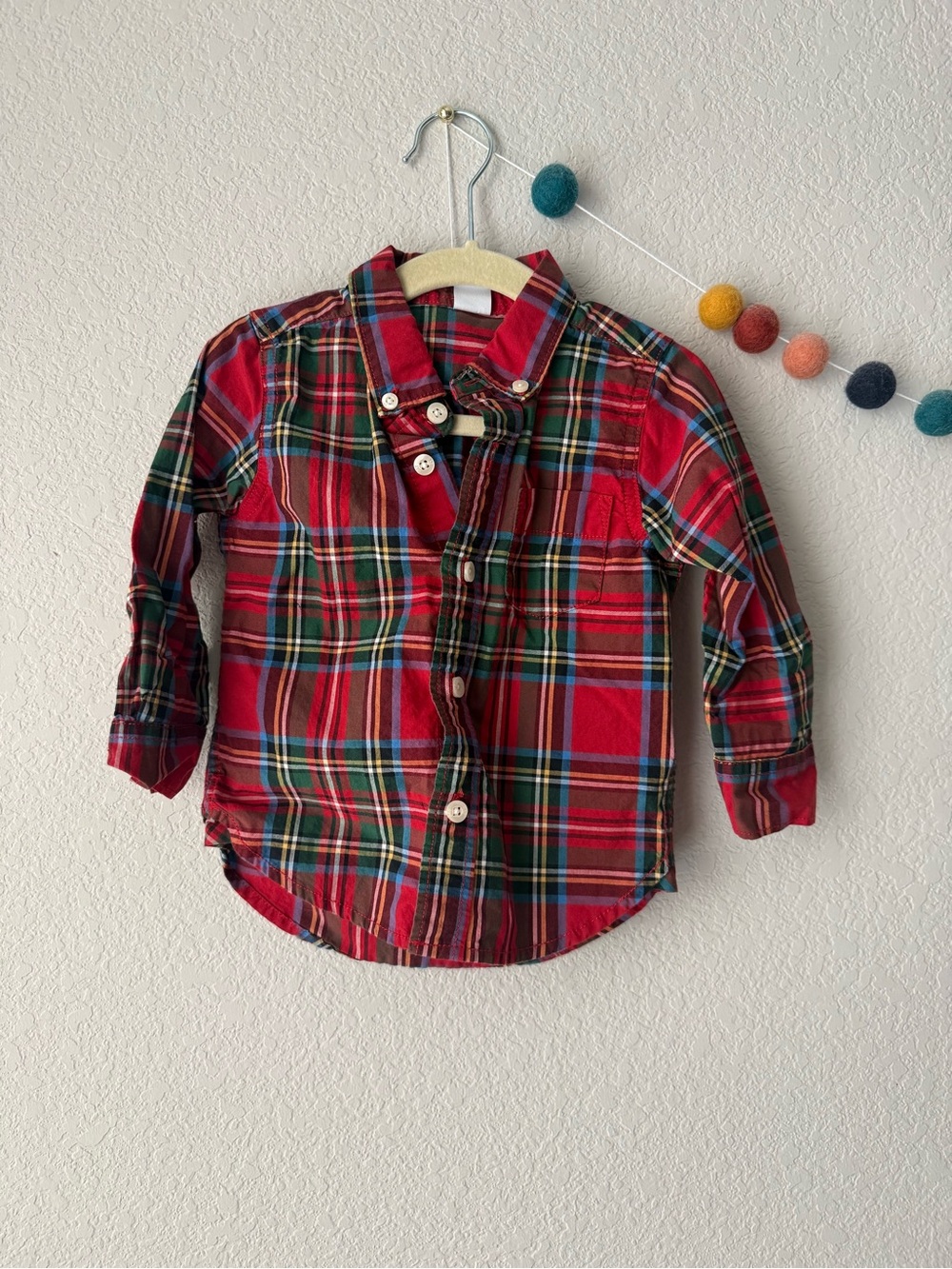 GAP kids red plaid button down shirt